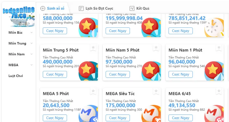 Sản phẩm game cược Xổ Số tại 8Xbet đa dạng